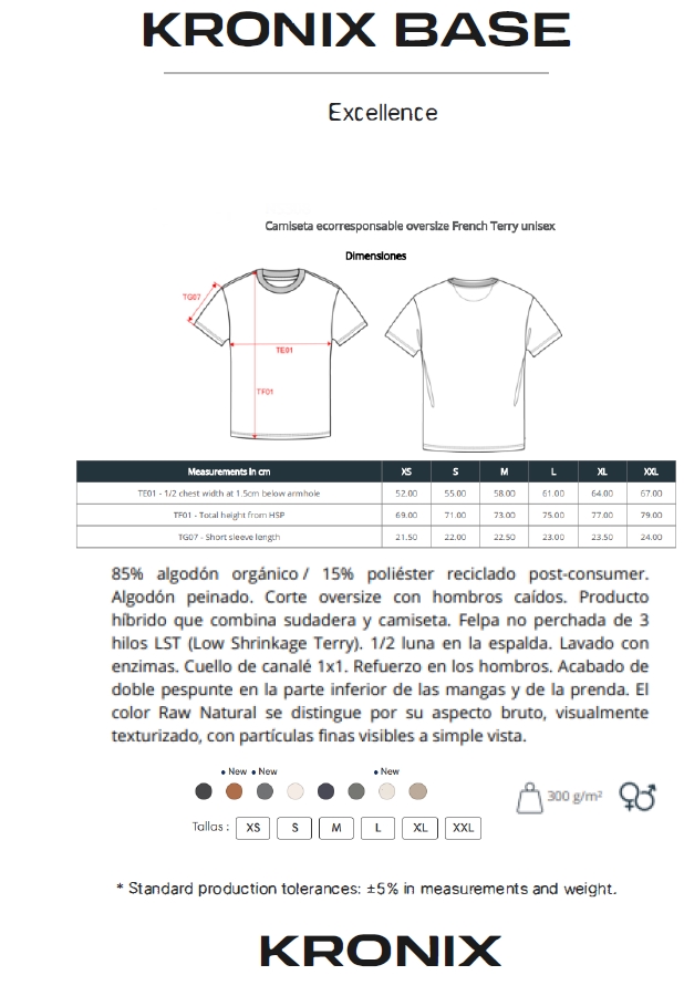 "Descubre la Kronix Excellence: una Camiseta oversized con 300 gsm tope de gama en camisetas de las mejores marcas